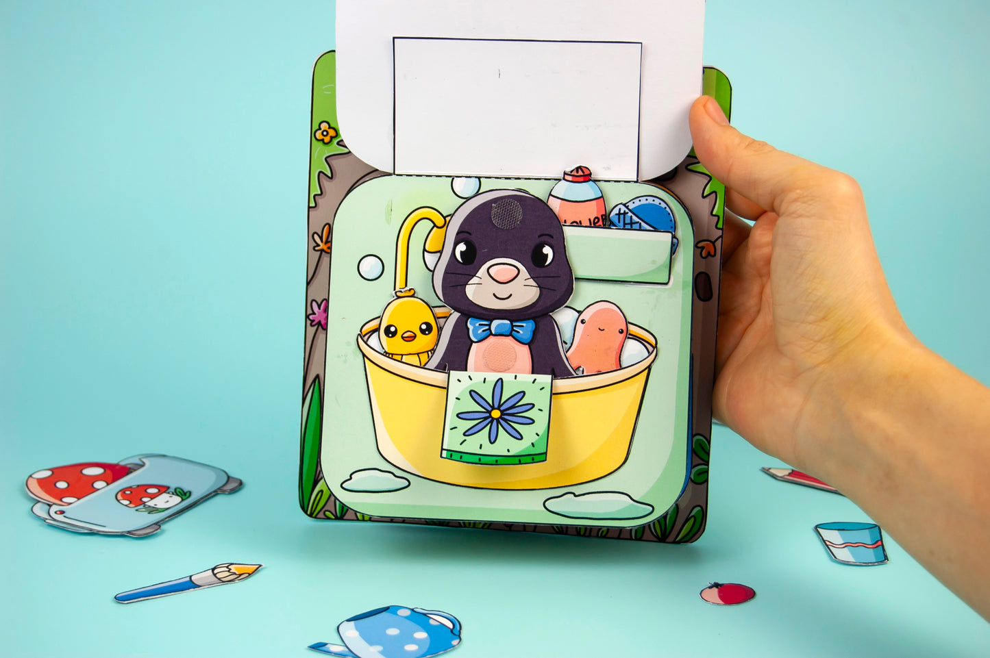 Printable Mole Craft Kit, Bath for Leo - DIY Template for Kids, Digital Download
