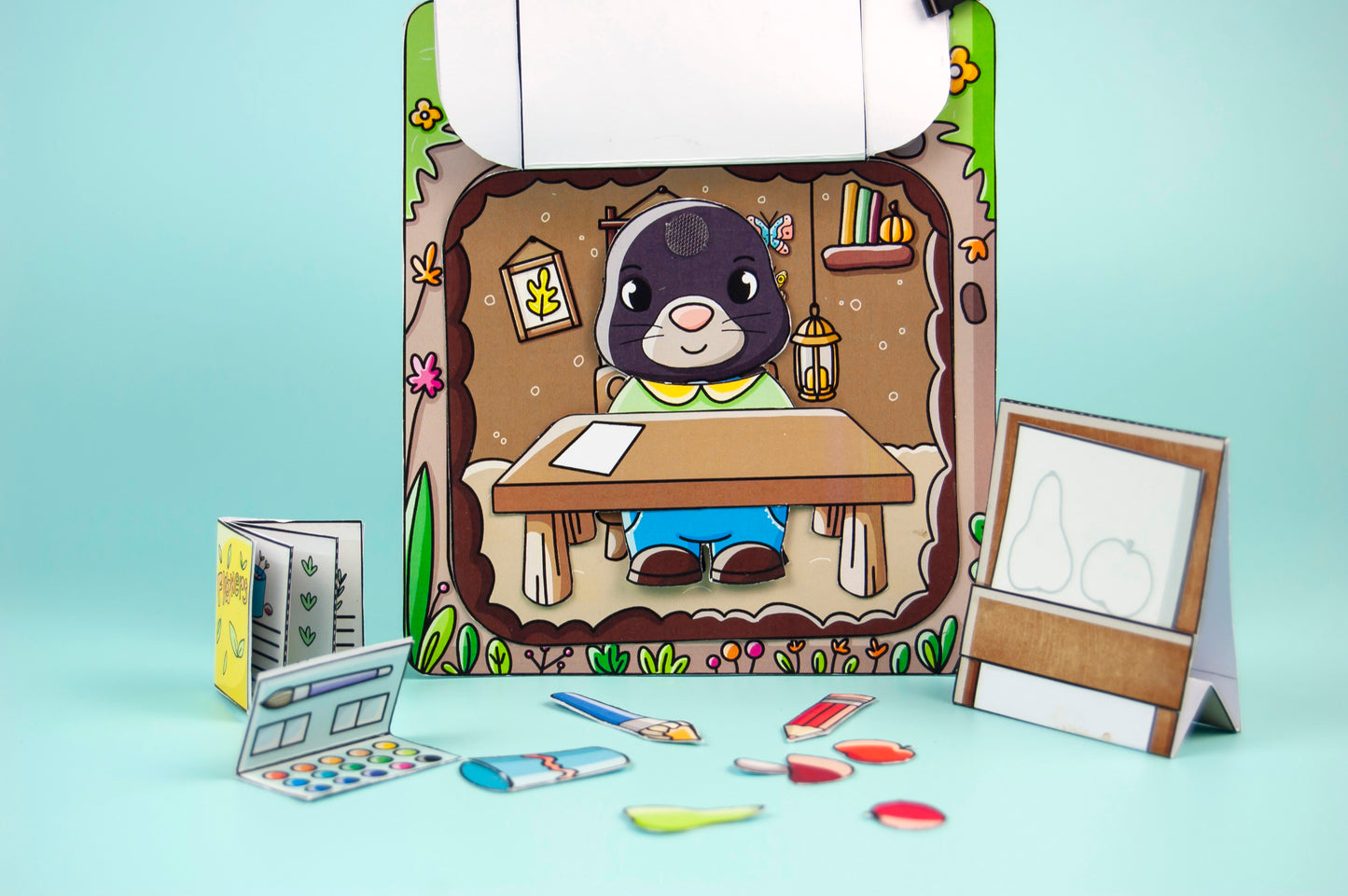 Printable Mole Craft Kit, Finished page inside the book - DIY Template for Kids, Digital Download
