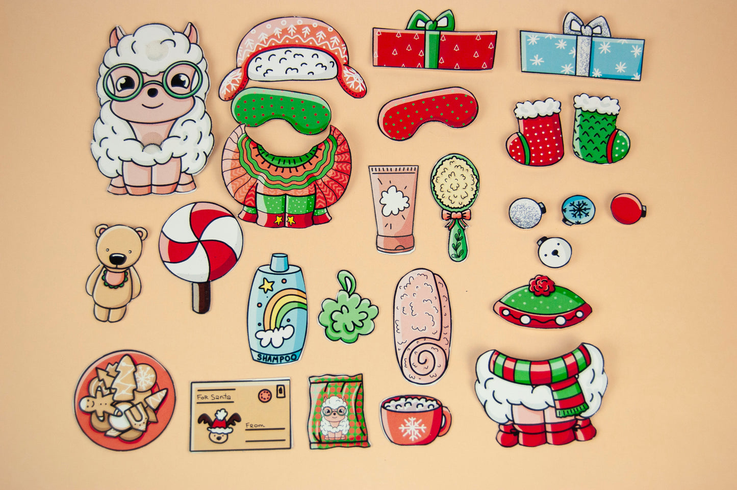 Printable Christmas Sheep Craft Kit - DIY Paper Doll Template for Kids, Holiday Home Activity, Creative Papercraft Project, Digital Download