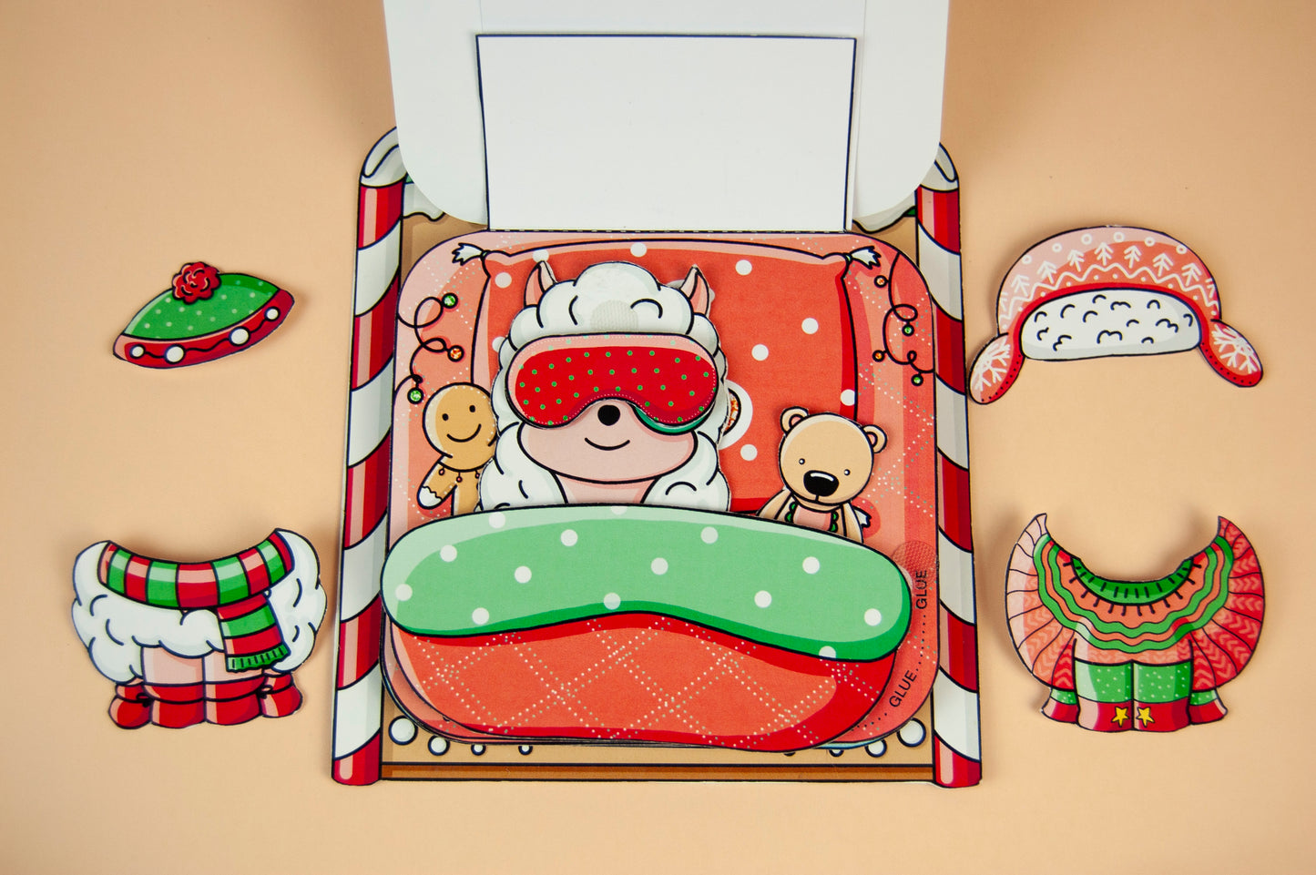 Printable Christmas Sheep Craft Kit - DIY Paper Doll Template for Kids, Holiday Home Activity, Creative Papercraft Project, Digital Download