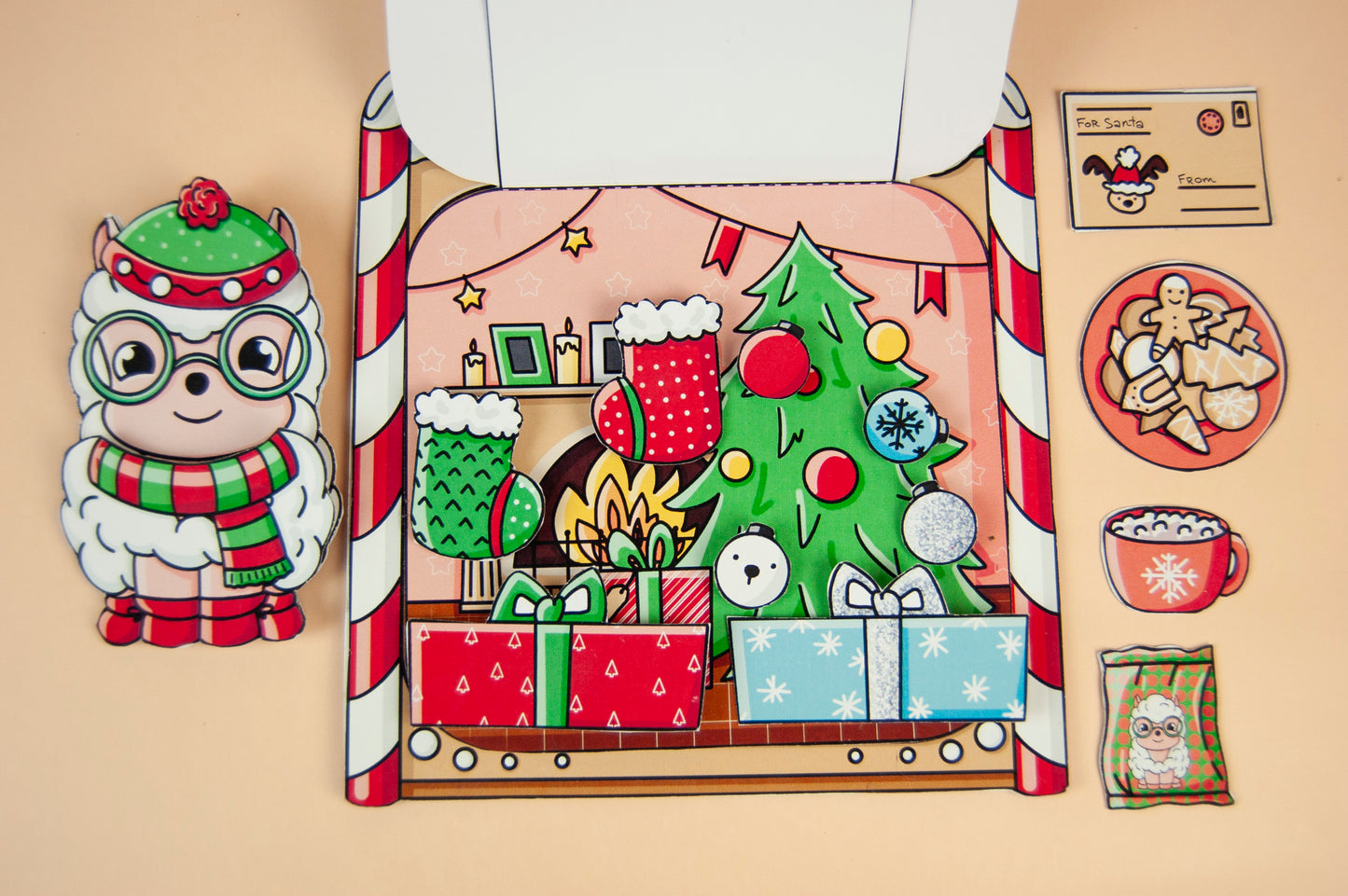 Printable Christmas Sheep Craft Kit - DIY Paper Doll Template for Kids, Holiday Home Activity, Creative Papercraft Project, Digital Download