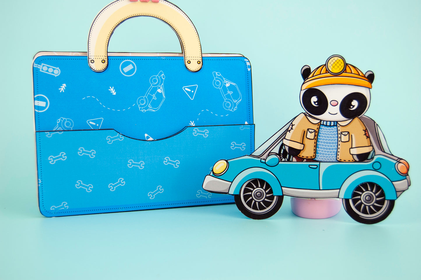 Printable Panda Garage Craft Kit - DIY Paper Doll Template for Kids, Creative Play, Digital Download
