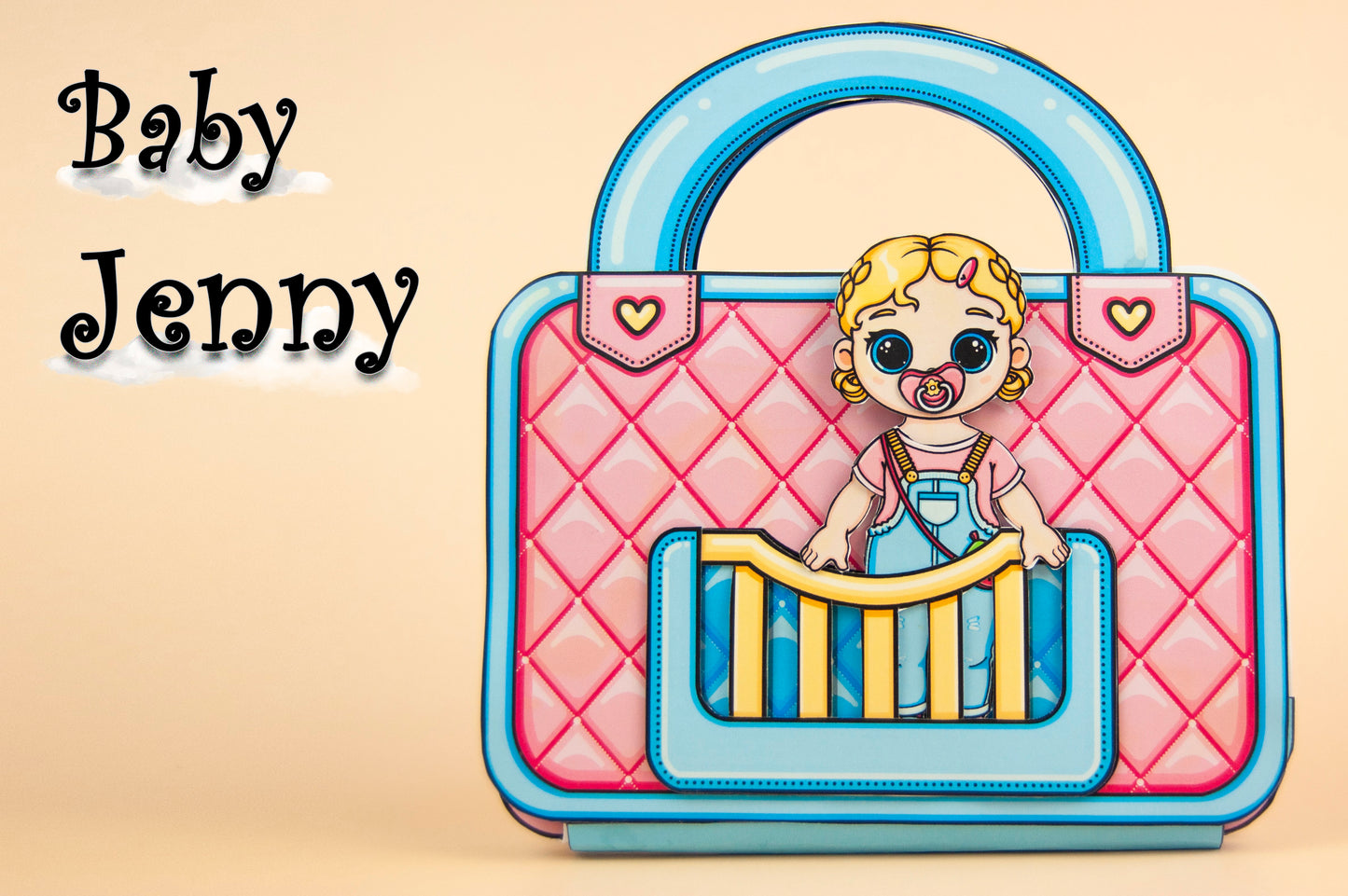 Printable Baby Jenny Handbag House Craft Kit - DIY Paper Doll Template for Kids, Creative Play Activity, Digital Download