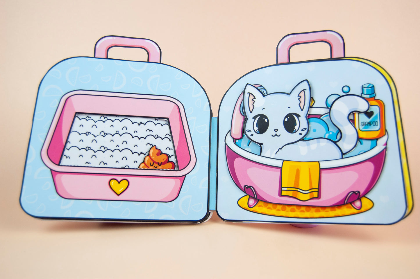 Printable Lucy the Cat’s Cozy Backpack House - DIY Paper Doll Playset, Interactive Kit for Kids, Digital Download