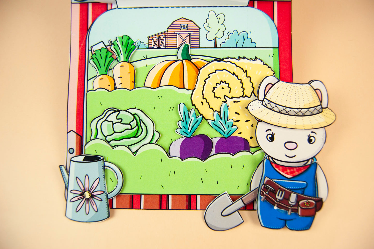 Printable Bunny Farm Craft Kit – DIY Paper Doll Book for Kids, Mimi the Bunny’s Farm Adventure, Digital Download