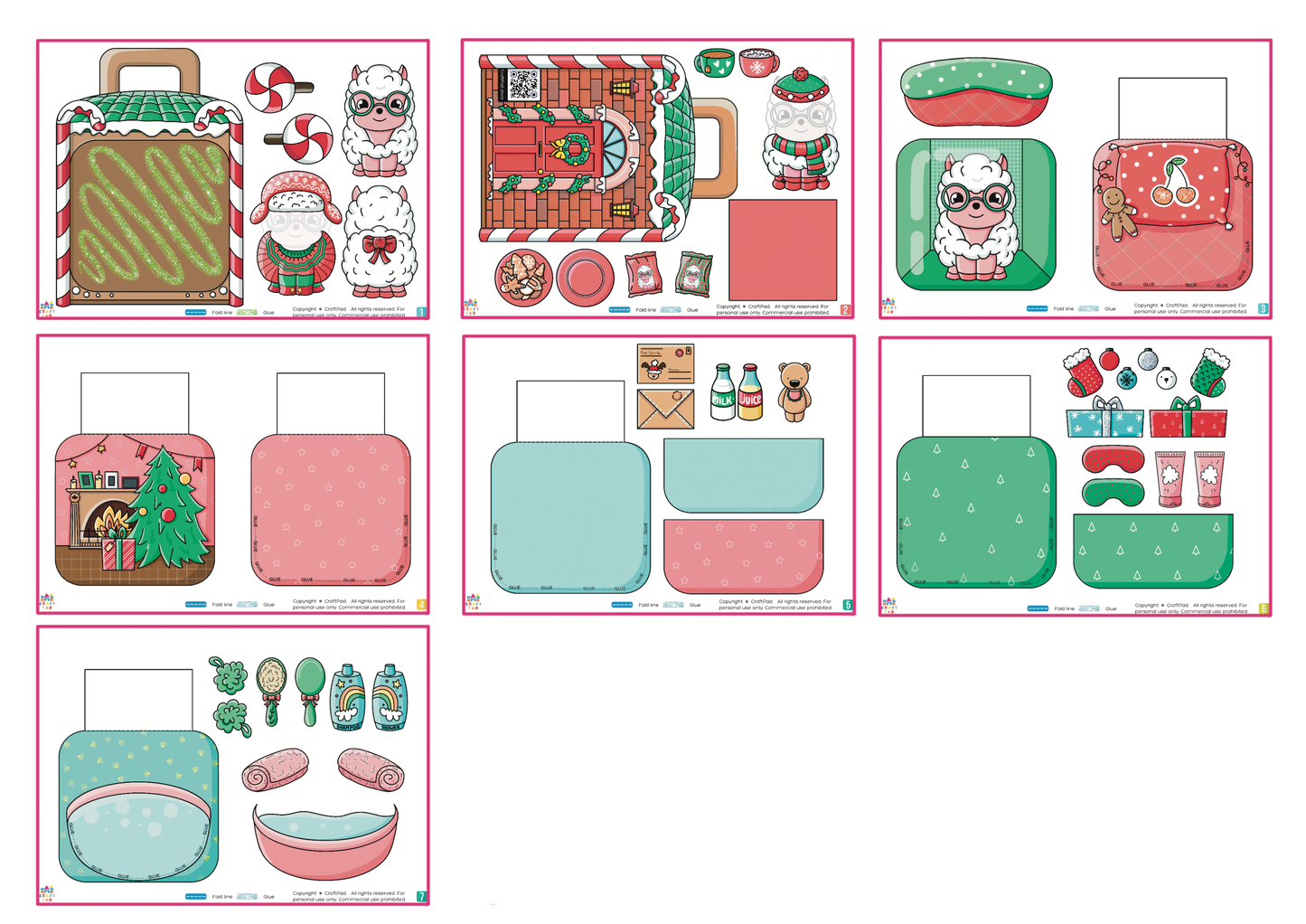 Printable Christmas Sheep Craft Kit - DIY Paper Doll Template for Kids, Holiday Home Activity, Creative Papercraft Project, Digital Download