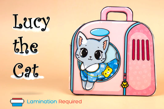 Printable Lucy the Cat’s Cozy Backpack House - DIY Paper Doll Playset, Interactive Kit for Kids, Digital Download
