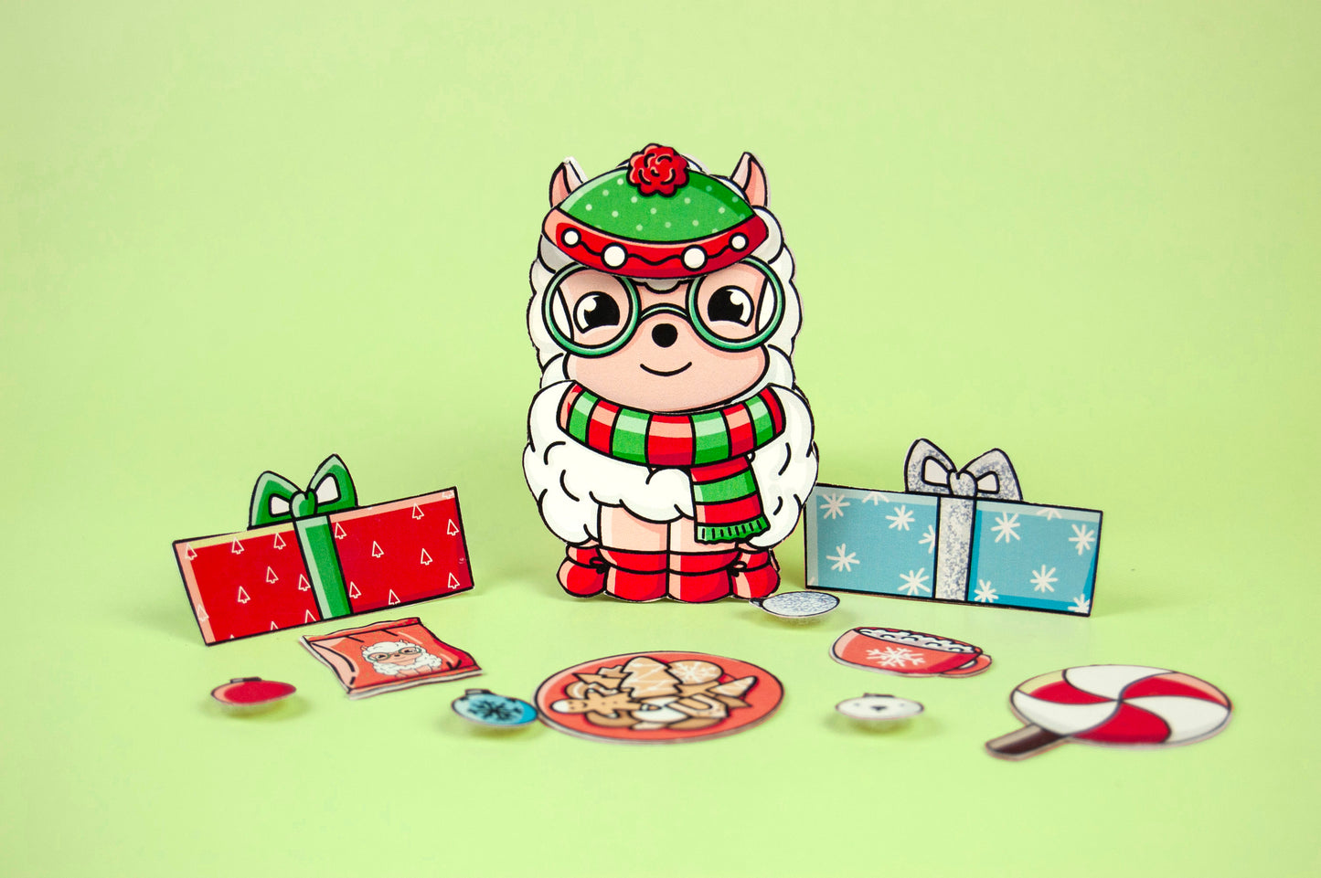 Printable Christmas Sheep Craft Kit - DIY Paper Doll Template for Kids, Holiday Home Activity, Creative Papercraft Project, Digital Download