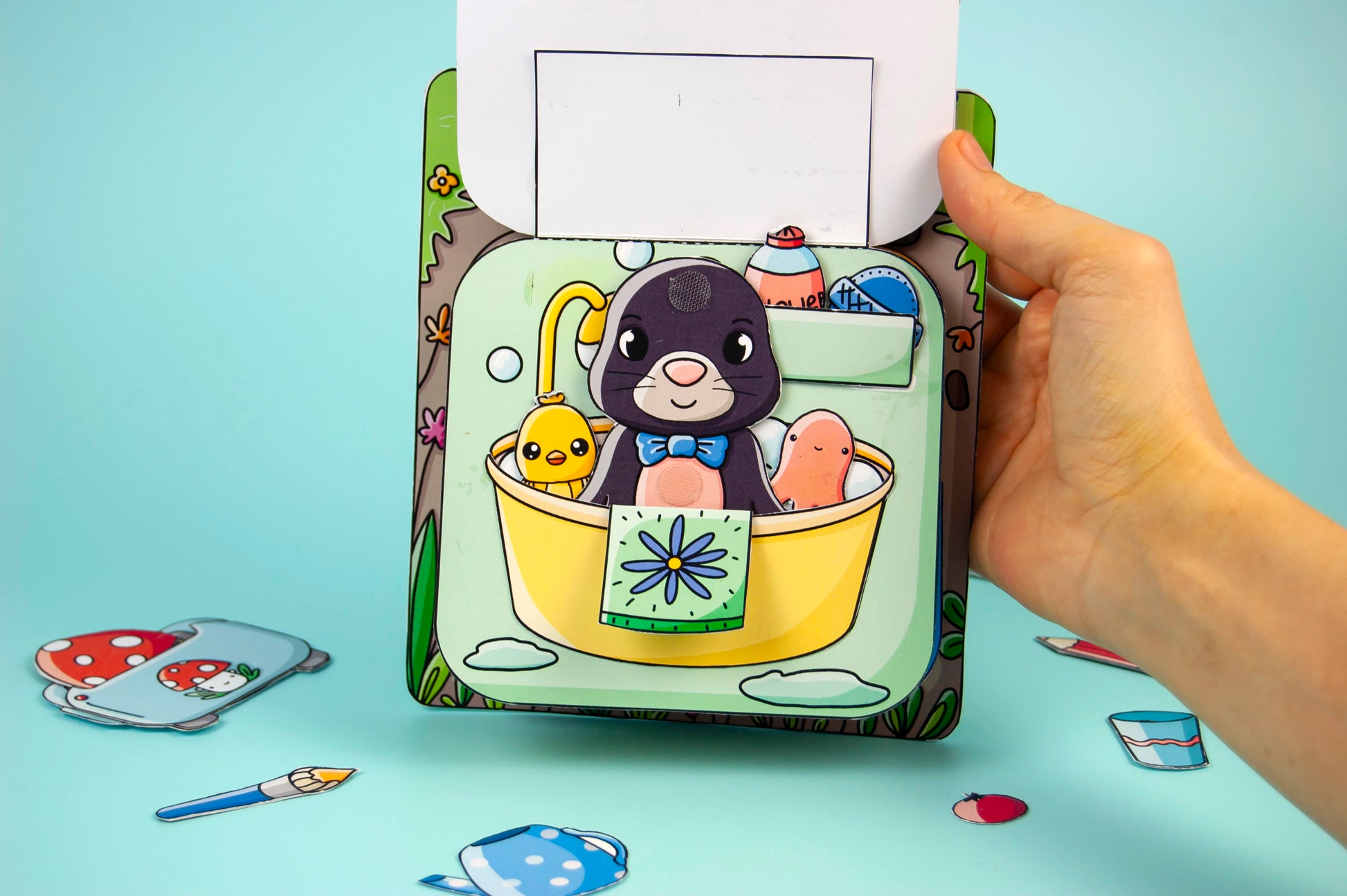 Printable Mole Craft Kit, Bath for Leo - DIY Template for Kids, Digital Download