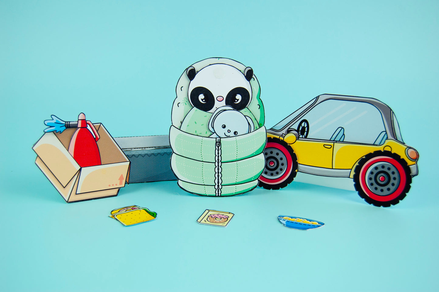 Printable Panda Garage Craft Kit - DIY Paper Doll Template for Kids, Creative Play, Digital Download