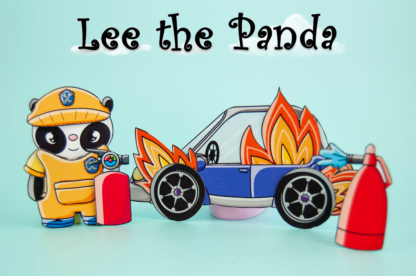 Printable Panda Garage Craft Kit - DIY Paper Doll Template for Kids, Creative Play, Digital Download