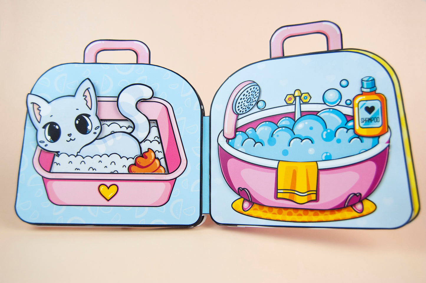 Printable Lucy the Cat’s Cozy Backpack House - DIY Paper Doll Playset, Interactive Kit for Kids, Digital Download