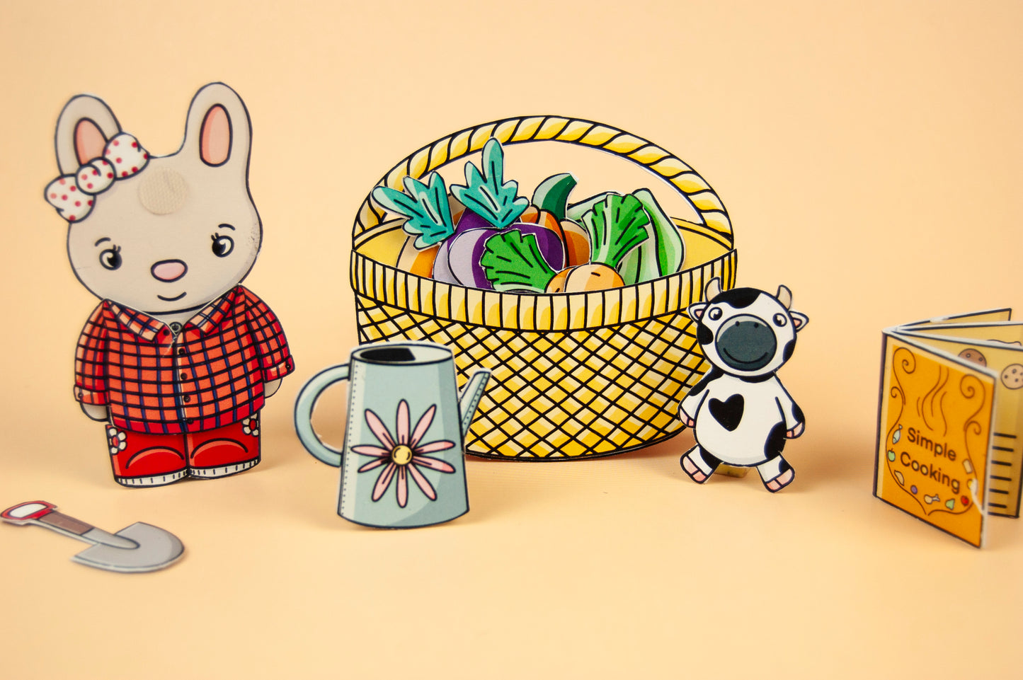 Printable Bunny Farm Craft Kit – DIY Paper Doll Book for Kids, Mimi the Bunny’s Farm Adventure, Digital Download