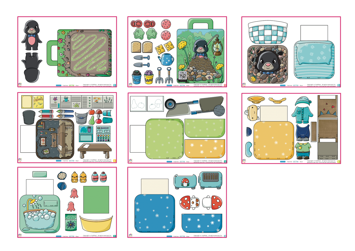 Printable Mole Craft Kit - DIY Paper Doll Template for Kids, Creative Home Activity, Digital Download